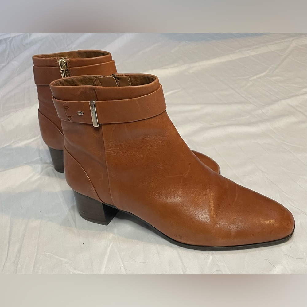 Essex Lane Cognac Leather Booties Women’s Size 8